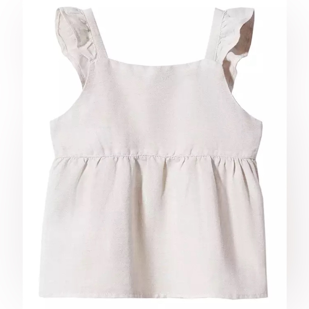Mango Kids Girl’s Ruffle Linen Tank